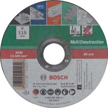 Bosch doorslijpschijf - Voor metaal, Inox, steen, marmer en kunststoffen - 115 x 1,0 mm - recht - 1 stuk