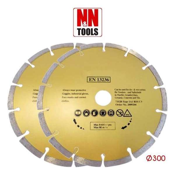 N&N Tools Diamantdoorslijpschijf Professional Multi Pack - 2 x 300 mm | Wet & Dry N&N Tools Diamantdoorslijpschijf Professional Multi Pack - 2 x 300 mm | Wet & Dry