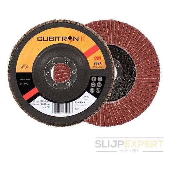 3M™ Cubitron™ II lamellenschijf 967A vlak 125 mm P40 3M™ Cubitron™ II lamellenschijf 967A vlak 125 mm P40