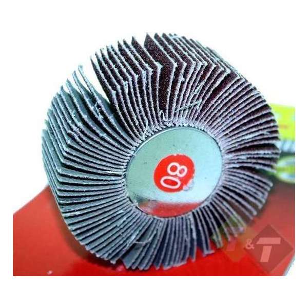 Lamellenwiel, 80mm x 30mm, as van 6mm, korrel 80, Arrow-Tech Lamellenwiel, 80mm x 30mm, as van 6mm, korrel 80, Arrow-Tech