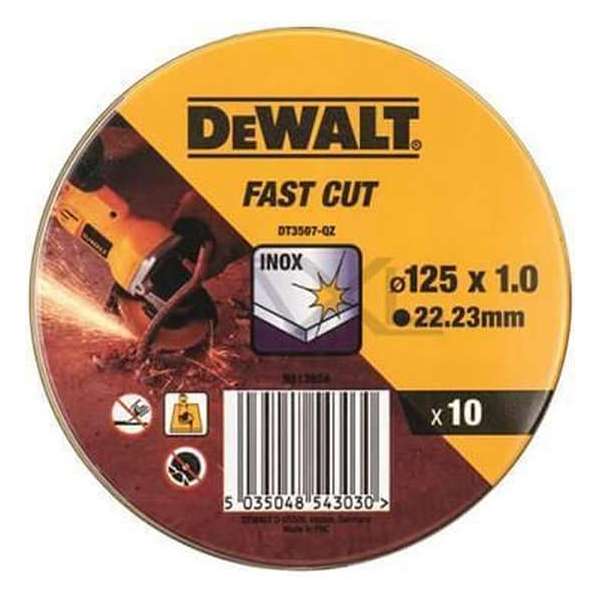 DeWalt DT3507 Doorslijpschijf - 125 x 22,23 x 1,0mm - RVS - inox (10st) DeWalt DT3507 Doorslijpschijf - 125 x 22,23 x 1,0mm - RVS - inox (10st)