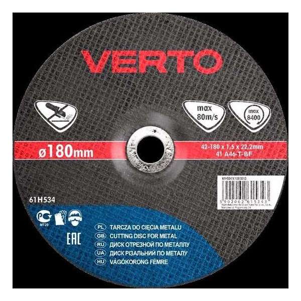 VERTO doorslijpschijf metaal 180x22,2x1,6mm en12413, 41 a46-t-bf VERTO doorslijpschijf metaal 180x22,2x1,6mm en12413, 41 a46-t-bf