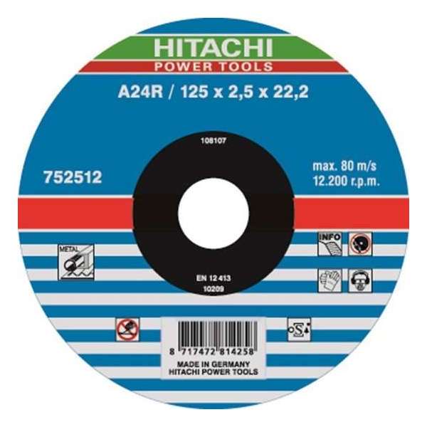 Hikoki Doorslijpschijf vlak voor metaal 125 x 2.5mm Hikoki Doorslijpschijf vlak voor metaal 125 x 2.5mm