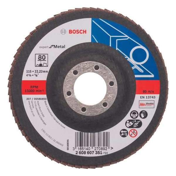 Bosch - Lamellenschuurschijf 115 mm, 22,23 mm, 80 Bosch - Lamellenschuurschijf 115 mm, 22,23 mm, 80