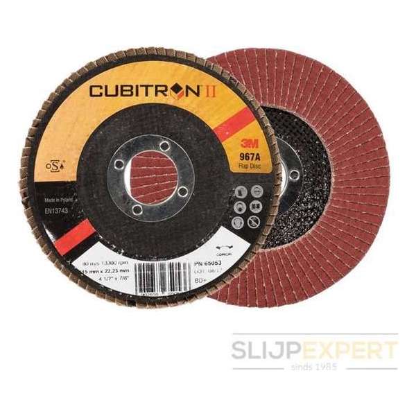 3M™ Cubitron™ II lamellenschijf 967A conisch 115 mm P80 3M™ Cubitron™ II lamellenschijf 967A conisch 115 mm P80