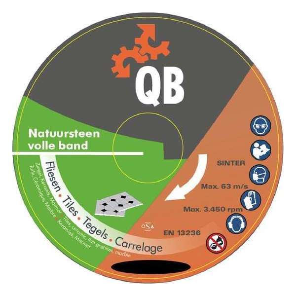Diamant zaagblad QB natuursteen volle band Ø200mm asgat 22,2mm - slijpschijf Diamant zaagblad QB natuursteen volle band Ø200mm asgat 22,2mm - slijpschijf