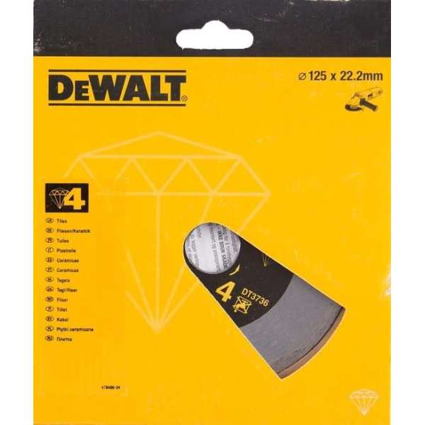 DeWalt DT3736 Diamantdoorslijpschijf - 125 x 22,23 x 1,6mm - keramiek - tegels DeWalt DT3736 Diamantdoorslijpschijf - 125 x 22,23 x 1,6mm - keramiek - tegels