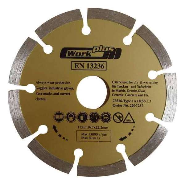 Work-it Diamant Slijpschijf - 115 mm Segment Droog 73526 Work-it Diamant Slijpschijf - 115 mm Segment Droog 73526
