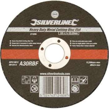 Silverline Metaal Snijschijf - Doorslijpschijf - Plat - Heavy Duty - 125 x 3 x 22,23 mm.