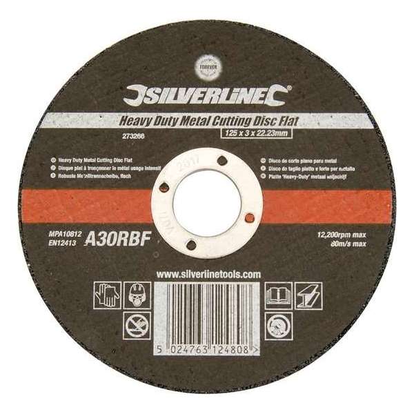 Silverline Metaal Snijschijf - Doorslijpschijf - Plat - Heavy Duty - 125 x 3 x 22,23 mm. Silverline Metaal Snijschijf - Doorslijpschijf - Plat - Heavy Duty - 125 x 3 x 22,23 mm.