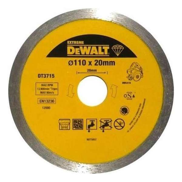DeWalt DT3715 Diamantdoorslijpschijf - 110 x 20 x 1,6mm - tegels & natuursteen DeWalt DT3715 Diamantdoorslijpschijf - 110 x 20 x 1,6mm - tegels & natuursteen