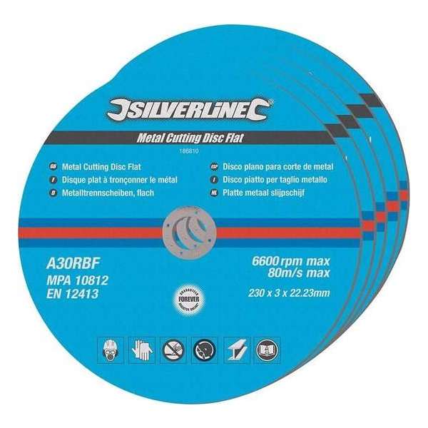 Silverline 186810 Afbraamslijpschijf - 230 x 3 x 22,23mm - Metaal (5st) Silverline 186810 Afbraamslijpschijf - 230 x 3 x 22,23mm - Metaal (5st)