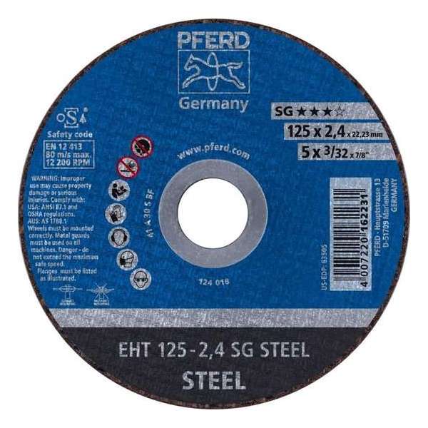 Pferd EHT 125-2,4 SG STEEL Doorslijpschijf - Aluminium - 125x22,23mm - K30 Pferd EHT 125-2,4 SG STEEL Doorslijpschijf - Aluminium - 125x22,23mm - K30