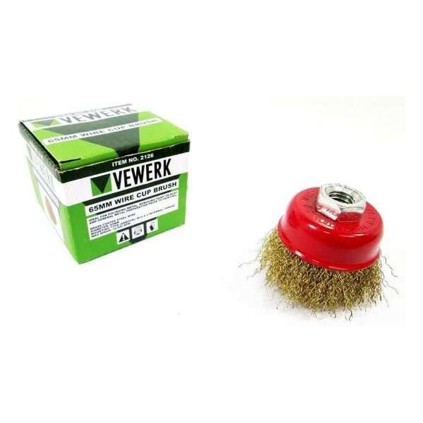 Komborstel / staalborstel 65 mm met koperdraad voor haakse slijper (2 stuks) Komborstel / staalborstel 65 mm met koperdraad voor haakse slijper (2 stuks)