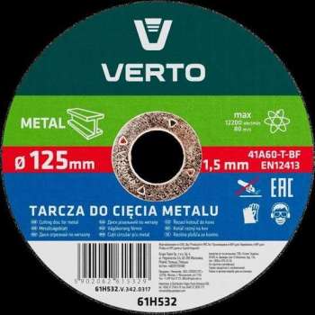 VERTO doorslijpschijf metaal 125x22,2x1,5mm en12413, 41 a46-t-bf