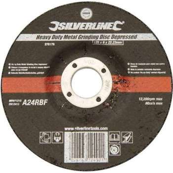 Silverline Verzonken Heavy-Duty Metaal Slijpschijf - 125 x 6 x 22,23 mm.
