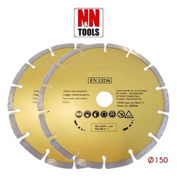 N&N Tools Diamantdoorslijpschijf Professional Multi Pack - 2 x 150 mm | Wet & Dry N&N Tools Diamantdoorslijpschijf Professional Multi Pack - 2 x 150 mm | Wet & Dry