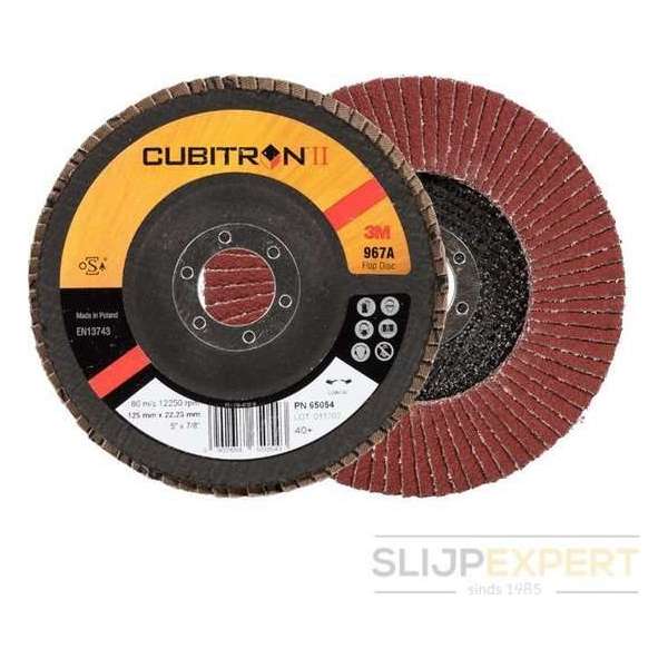 3M™ Cubitron™ II lamellenschijf 967A conisch 115 mm P40 3M™ Cubitron™ II lamellenschijf 967A conisch 115 mm P40