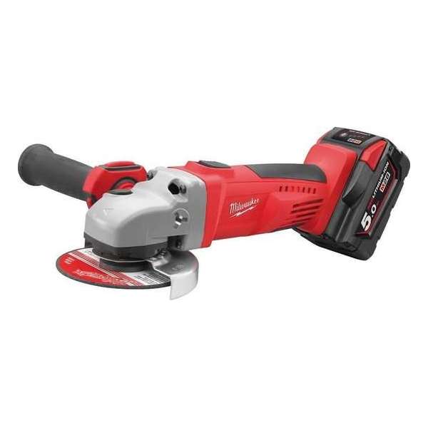 Milwaukee HD28 AG-125-502X 28V Li-Ion Accu haakse slijper set (2x 5.0Ah accu) in koffer - 125mm Milwaukee HD28 AG-125-502X 28V Li-Ion Accu haakse slijper set (2x 5.0Ah accu) in koffer - 125mm