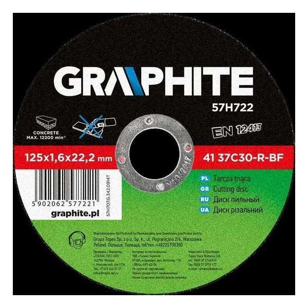 GRAPHITE doorslijpschijf 125x22x1,6mm steen 41 37c30-r-bf GRAPHITE doorslijpschijf 125x22x1,6mm steen 41 37c30-r-bf