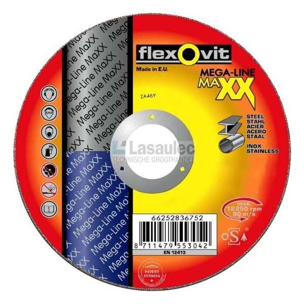 Doos a 25 st.Flexovit doorslijpschijf Flexovit ZA60Y 125x1.0x22.2 BF41 Doos a 25 st.Flexovit doorslijpschijf Flexovit ZA60Y 125x1.0x22.2 BF41