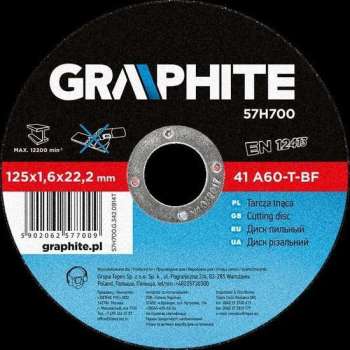 GRAPHITE doorslijpschijf 125x22x1,6mm metaal 41 a60-t-bf