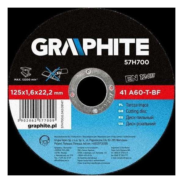 GRAPHITE doorslijpschijf 125x22x1,6mm metaal 41 a60-t-bf GRAPHITE doorslijpschijf 125x22x1,6mm metaal 41 a60-t-bf