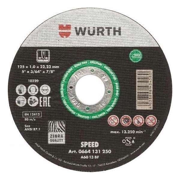Wurth 25 stuks 125mm x 1mm Doorslijpschijf Speed Plus Zebra Doorslijpschijven Wurth 25 stuks 125mm x 1mm Doorslijpschijf Speed Plus Zebra Doorslijpschijven