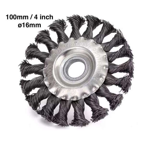 GoldTools Getordeerde rondborstel 100mm - Staalborstel - Gevlochten ronde borstel - Staaldraad - 4 inch - ø16 mm GoldTools Getordeerde rondborstel 100mm - Staalborstel - Gevlochten ronde borstel - Staaldraad - 4 inch - ø16 mm
