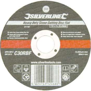 Silverline Steen Snijschijf - Doorslijpschijf - Plat - 115 x 3 x 22,23 mm.