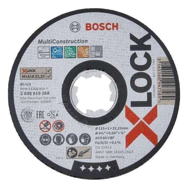Bosch 2608619268 X-Lock Slijpschijf Multi Construction - Recht - 115mm