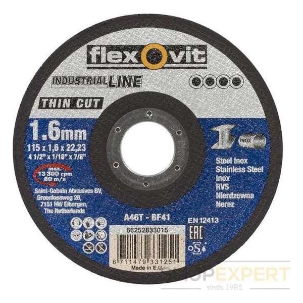 Flexovit doorslijpschijf - A46TBF41 - 115 x 1,6 mm Flexovit doorslijpschijf - A46TBF41 - 115 x 1,6 mm
