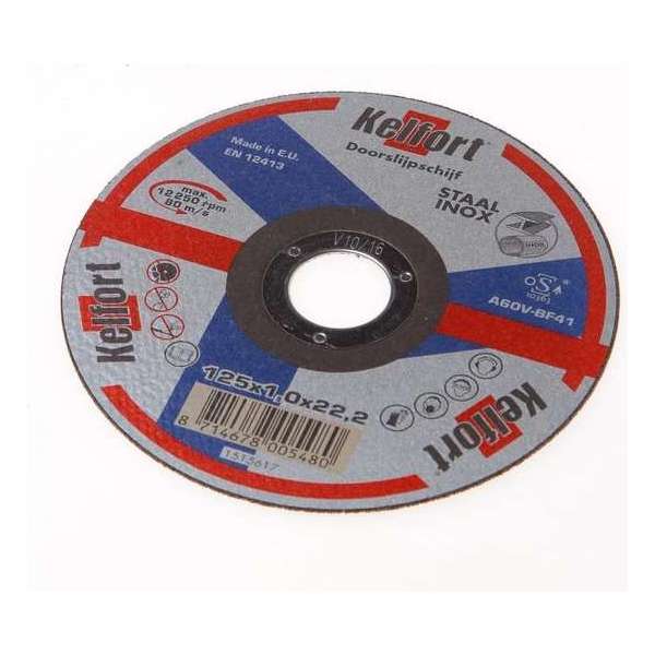 Kelfort Doorslijpschijf voor staal/RVS/inox vlak 125 x 1 x 222mm (Prijs per 5 stuks) Kelfort Doorslijpschijf voor staal/RVS/inox vlak 125 x 1 x 222mm (Prijs per 5 stuks)