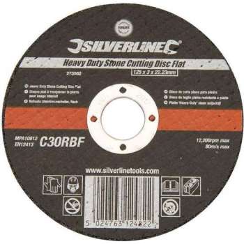 Silverline Steen Snijschijf - Doorslijpschijf - Plat - 125 x 3 x 22,23 mm.