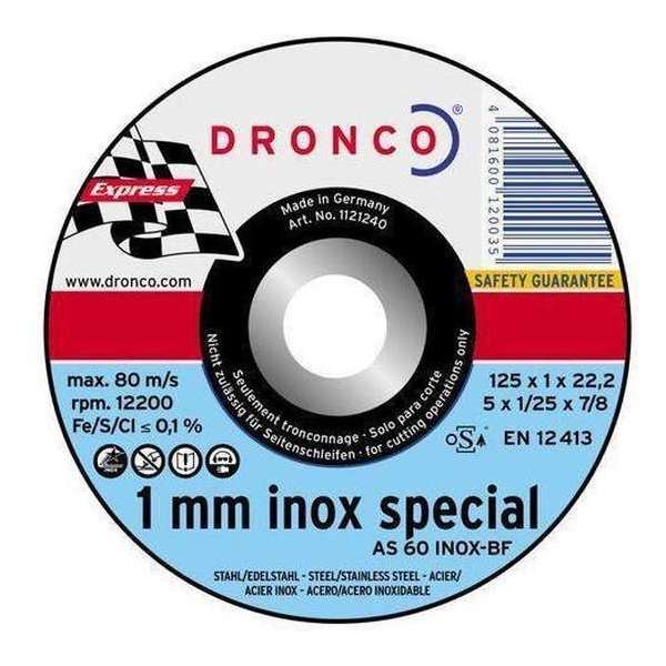 Dronco Doorslijpschijf - Dun 115 x 1.0 x 22.2 Dronco Doorslijpschijf - Dun 115 x 1.0 x 22.2