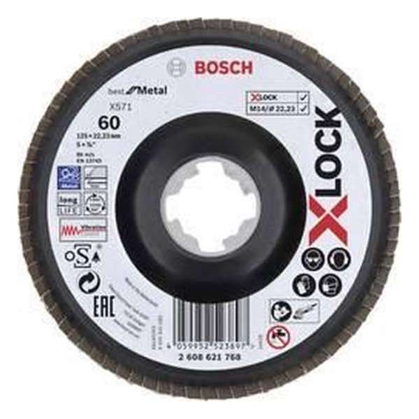 Bosch Accessories 2608621768 X-LOCK gevelslijpschijf, metaal, gebogen uitv., G 60, X571, 125 mm, K60 Diameter 125 mm 1 stuk(s)