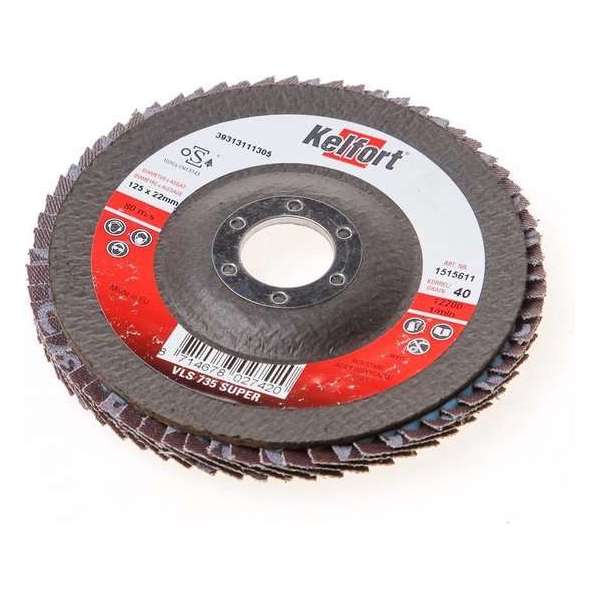 Kelfort Vlaklamellenschijf 125 x 22.2mm K40 (Prijs per 5 stuks) Kelfort Vlaklamellenschijf 125 x 22.2mm K40 (Prijs per 5 stuks)