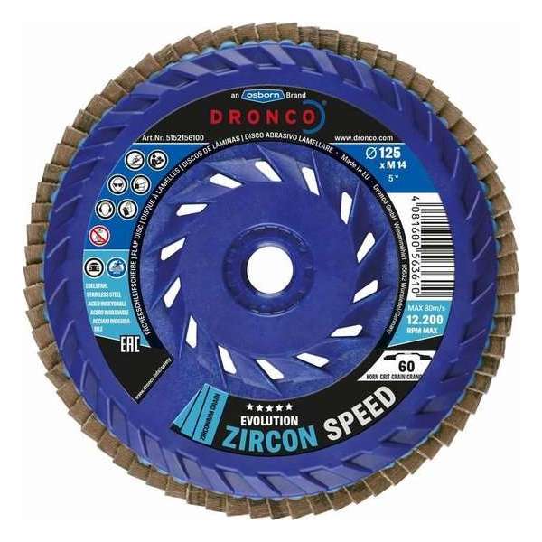 Dronco Waaier slijpchijf J-AZA 125 mm, K 40 met geïntegreerde M14 adapter Dronco Waaier slijpchijf J-AZA 125 mm, K 40 met geïntegreerde M14 adapter