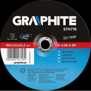 GRAPHITE doorslijpschijf 180x22x1,6mm metaal 41 a60-t-bf