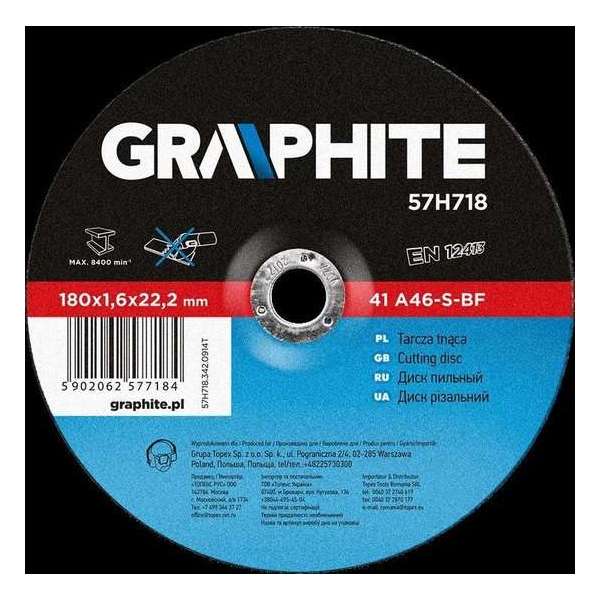 GRAPHITE doorslijpschijf 180x22x1,6mm metaal 41 a60-t-bf GRAPHITE doorslijpschijf 180x22x1,6mm metaal 41 a60-t-bf