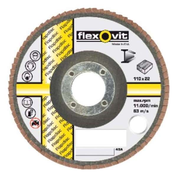 Flexovit Vlaklamellenschijf FI FLD FDSP diameter 110 x asgat 22mm P120 Flexovit Vlaklamellenschijf FI FLD FDSP diameter 110 x asgat 22mm P120