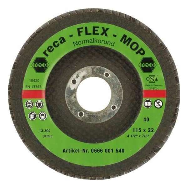 Reca Lamellenschijf Flex-Mop 125 mm K60 recht Zirkonium (25 stuks) Reca Lamellenschijf Flex-Mop 125 mm K60 recht Zirkonium (25 stuks)