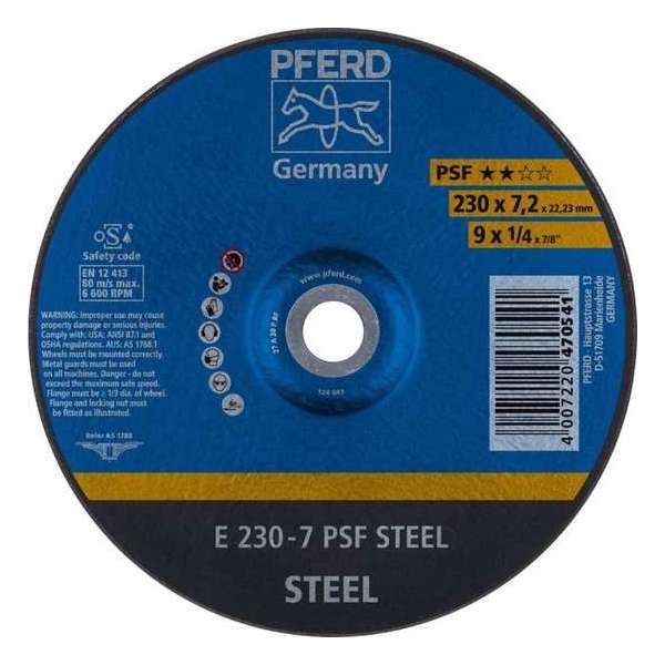 PFERD Afbraamschijf staal E 230-7 PSF STEEL PFERD Afbraamschijf staal E 230-7 PSF STEEL