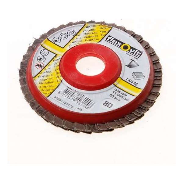 Flexovit Vlaklamellenschijf FI FLD FDSP diameter 110 x asgat 22mm P80 (Prijs per 10 stuks) Flexovit Vlaklamellenschijf FI FLD FDSP diameter 110 x asgat 22mm P80 (Prijs per 10 stuks)