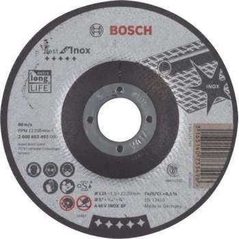 Doorslijpschijf gebogen Best for Inox A 46 V INOX BF, 125 mm, 22,23 mm, 1,5 mm 1st