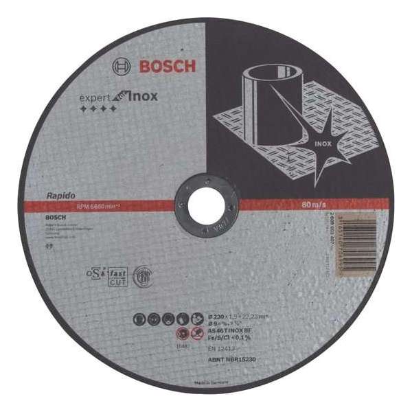 Doorslijpschijf recht Expert for Inox - Rapido AS 46 T INOX BF, 230 mm, 22,23 mm, 1,9 mm 1st