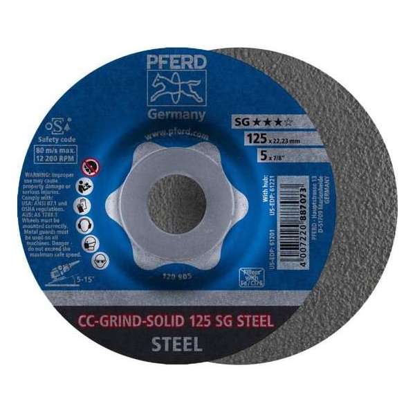 PFERD Slijpschijf 125 Mm Pferd Cc-Grind-Solid Sg Steel 64185125 PFERD Slijpschijf 125 Mm Pferd Cc-Grind-Solid Sg Steel 64185125