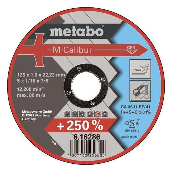 Metabo 616286000 M-Calibur Doorslijpschijf - 125 x 1.6 x 22,23mm Metabo 616286000 M-Calibur Doorslijpschijf - 125 x 1.6 x 22,23mm