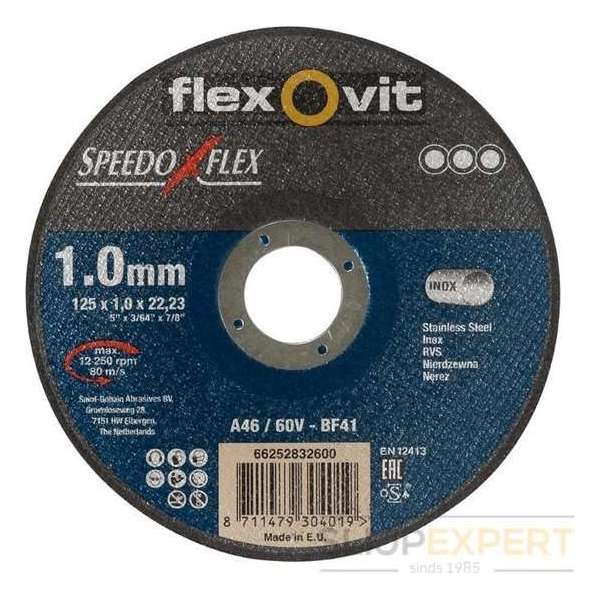 Flexovit doorslijpschijf vlak Speedoflex A46/60V 125x1x22,23 Flexovit doorslijpschijf vlak Speedoflex A46/60V 125x1x22,23
