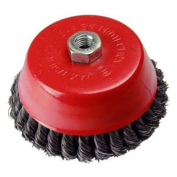 Komborstel / staalborstel 150 mm met getordeerd draad voor haakse slijper Komborstel / staalborstel 150 mm met getordeerd draad voor haakse slijper